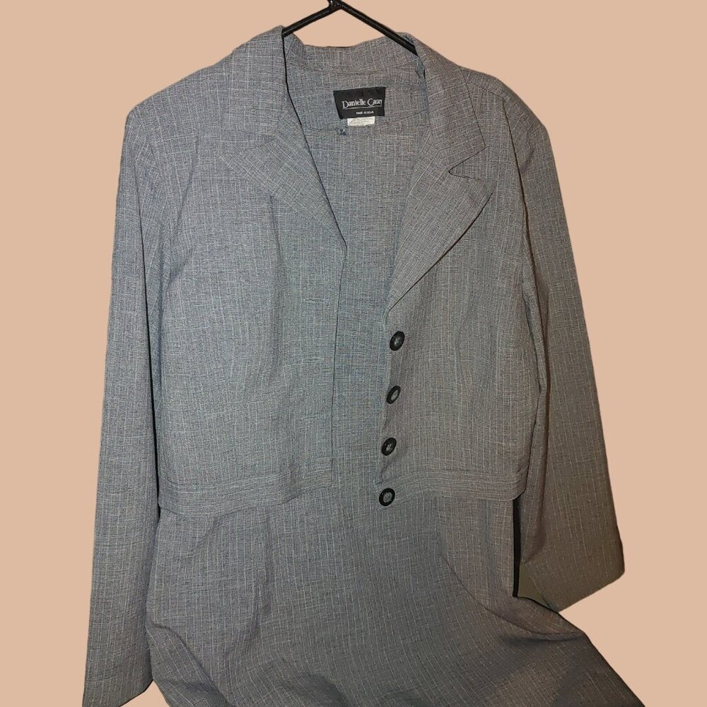 Danielle Casey Pinstripes Jacket Dress Gray FLAW